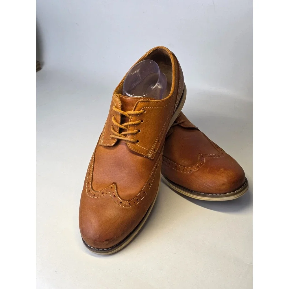 Vostey Milan Men's Dress Shoes Size 13 Brown Leather‎ Oxford Lace Up BMY629